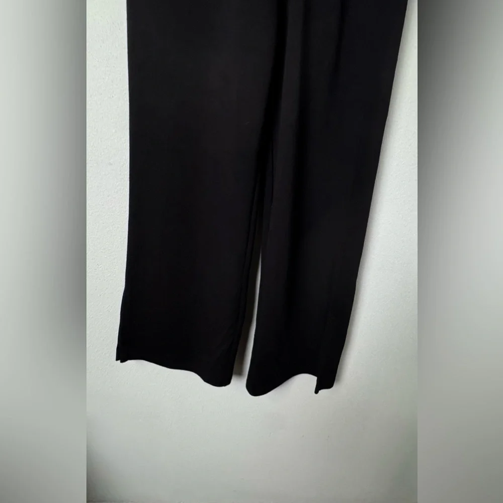P.CILL‎ Blake Wide Leg Pants with Bottom Slits Butter Modal Black Size Small